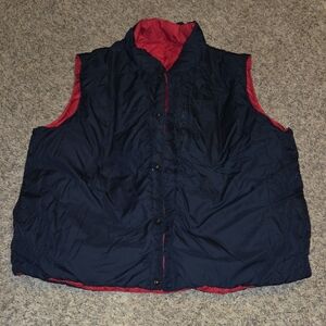Lands' End Reversible Navy and Red Puffer Vest